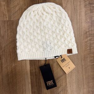 Frye Off-White Knit Beanie with Branded Tag